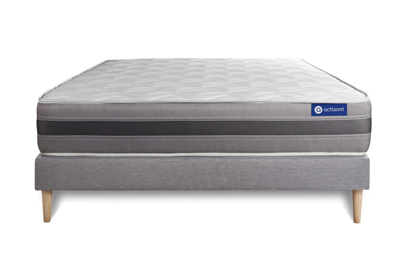 Ensemble Matelas Sommier 160x200 cm - Sommier Gris (en kit) - Actiflex Relax