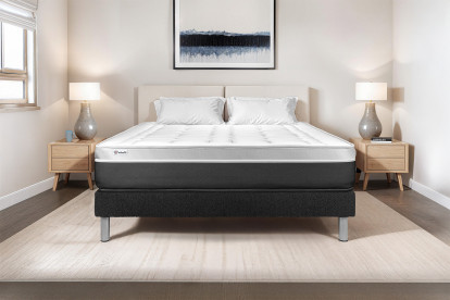 Ensemble Matelas Sommier 90x200 cm - Sommier Noir (en kit) - Vital Soft