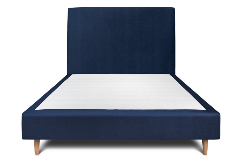 Lit 140x190 cm avec Tête de lit tapissée - Tissu Velours