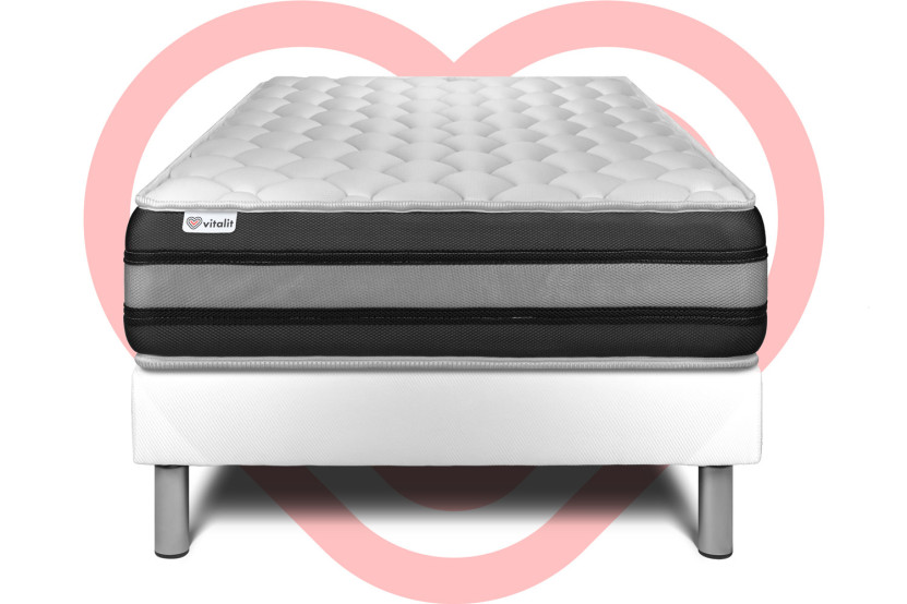 Ensemble Matelas Sommier 90x190 cm - Sommier Blanc (en kit) - Vitalspring Zen