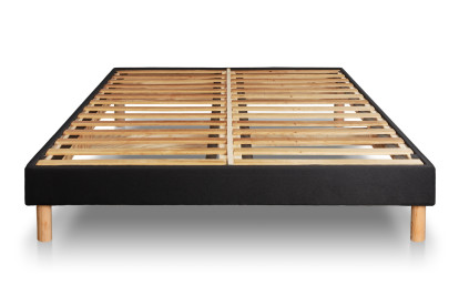 Pack lit complet 140x190 cm - Matelas + Sommier Noir (en kit) + 2 oreillers + Couette - Privilège