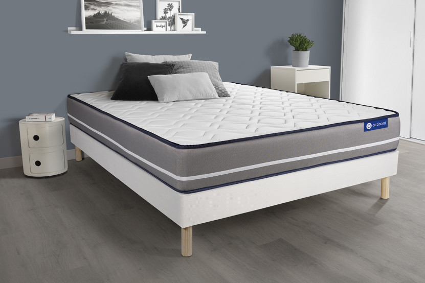 Ensemble Matelas Sommier 90x190 cm - Sommier Blanc (en kit) - Actiflex Pur