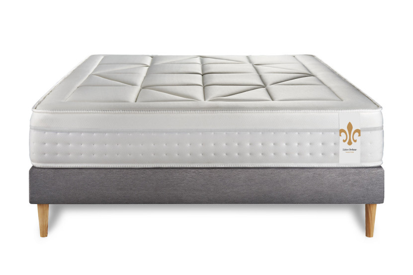 Ensemble Matelas Sommier 160x200 cm - Sommier Gris (déjà monté) - Vingt-Huit