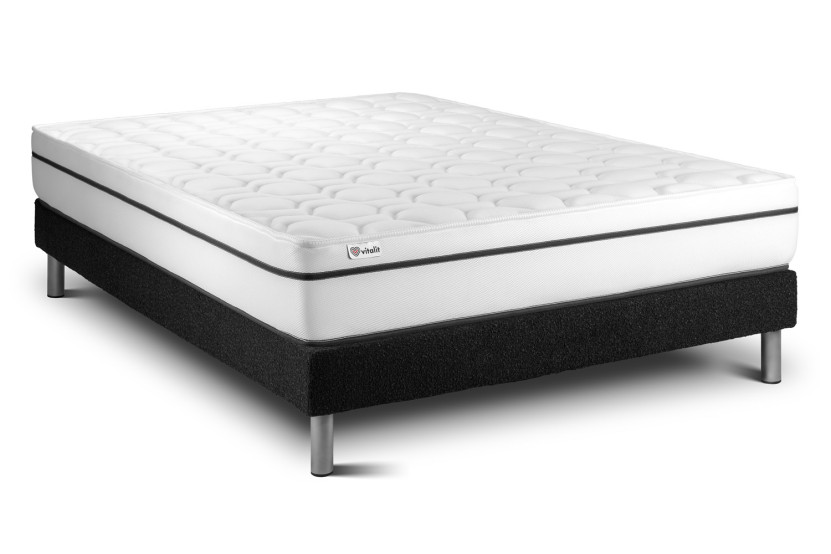 Ensemble Matelas Sommier 160x200 cm - Sommier Noir (en kit) - Vital Spa