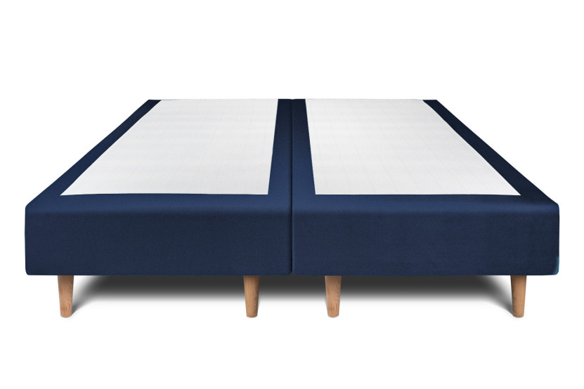 Lit 2x100x200 cm avec Tête de lit à lignes - Tissu Velours