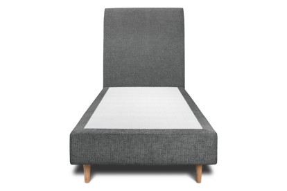 Lit 90x190 cm - Sommier tapissier H35 cm + tête de lit tapissée - Tissu Toile natté Gris Anthracite