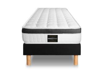 Ensemble Matelas Sommier 90x190 cm - Sommier Noir (en kit) - Supérieur