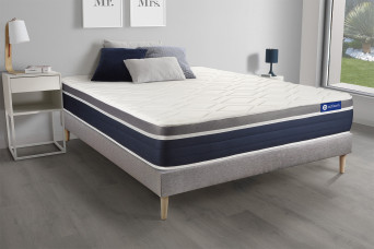 Ensemble Matelas Sommier 140x190 cm - Sommier Gris (en kit) - Actilatex Confort