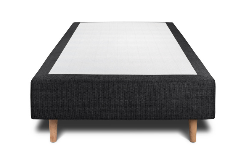 Lit 90x190 cm avec Tête de lit capitonnée - Tissu Toile natté