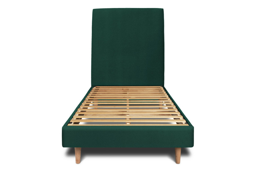 Lit 90x190 cm avec Tête de lit tapissée - Tissu Velours