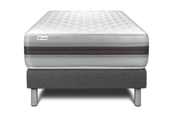 Ensemble Matelas Sommier 90x200 cm - Sommier Gris (en kit) - Vitalmemo Back
