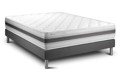 Ensemble Matelas Sommier 160x200 cm - Sommier Gris (déjà monté) - Vitalmemo Back