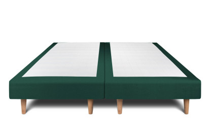 Lit 2x 90x200 cm - Sommier tapissier H29 cm + tête de lit tapissée - Tissu Velours Vert
