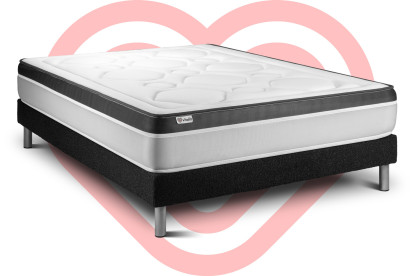 Ensemble Matelas Sommier 160x200 cm - Sommier Noir (en kit) - Vital Ergo