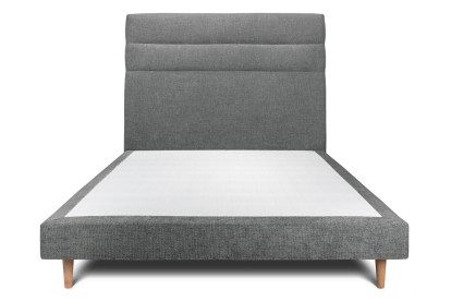 Lit 135x190 cm - Sommier tapissier H29 cm + tête de lit à lignes - Tissu Toile natté Gris Anthracite