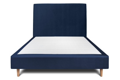 Lit 140x200 cm - Sommier tapissier H35 cm + tête de lit tapissée - Tissu Velours Bleu Océan