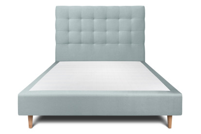Lit 150x200 cm - Sommier tapissier H35 cm + tête de lit capitonnée - Tissu Velours Gris Bleuté