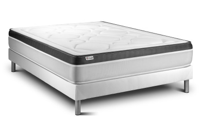 Ensemble Matelas Sommier 140x200 cm - Sommier Blanc (en kit) - Vital Ergo