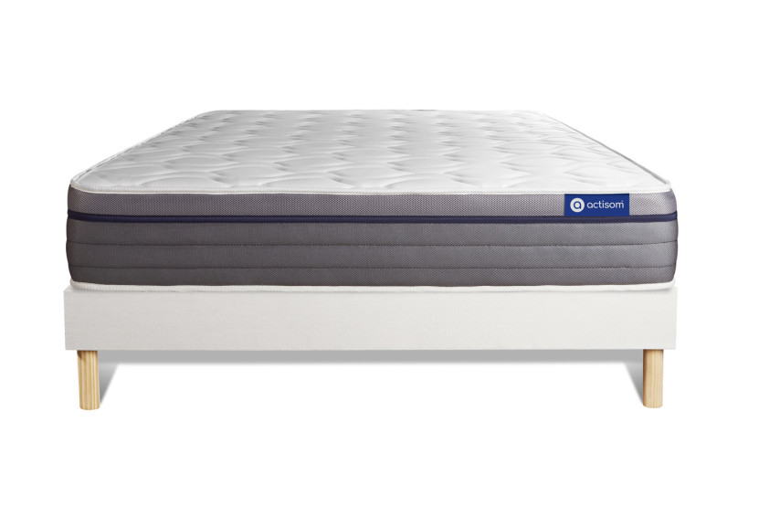 Ensemble Matelas Sommier 120x190 cm - Sommier Blanc (en kit) - ActiMemo Zen