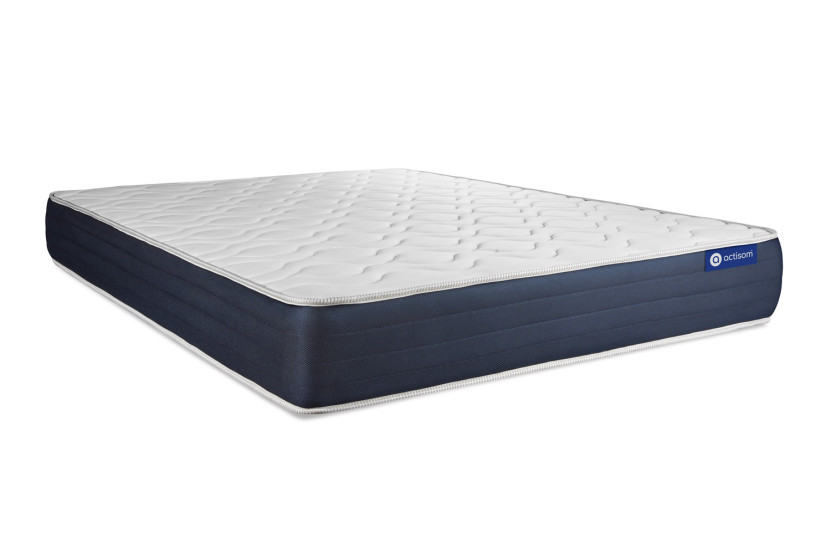 Pack lit complet 140x190 cm - Matelas + Sommier Blanc (en kit) + 2 oreillers + Couette - Actimemo Sleep
