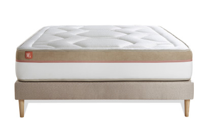 Ensemble Matelas Sommier 140x190 cm - Sommier Beige (déjà monté) - Le Cosy