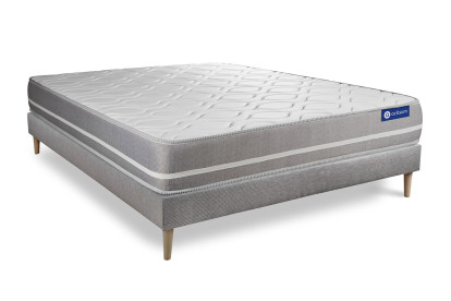 Ensemble Matelas Sommier 160x200 cm - Sommier Gris (en kit) - Actilatex Touch