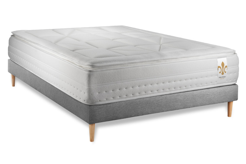 Ensemble Matelas Sommier 160x200 cm - Sommier Gris (déjà monté) - Vingt-Huit PLUS
