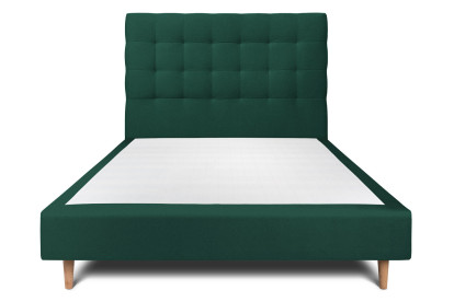 Lit 150x200 cm - Sommier tapissier H35 cm + tête de lit capitonnée - Tissu Velours Vert
