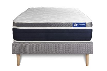 Ensemble Matelas Sommier 80x200 cm - Sommier Gris (en kit) - Actimemo Confort