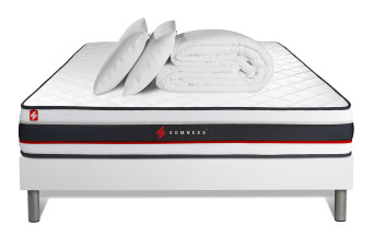 Pack lit complet 200x200 cm - Matelas + Sommier Blanc blanc (en kit) + 2 oreillers + Couette - Form Pack lit complet 200x200 cm - Matelas + Sommier Blanc blanc (en kit) + 2 oreillers + Couette - Form