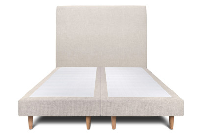 Lit 2x 90x200 cm - Sommier tapissier H29 cm + tête de lit tapissée - Tissu Toile natté Beige Clair