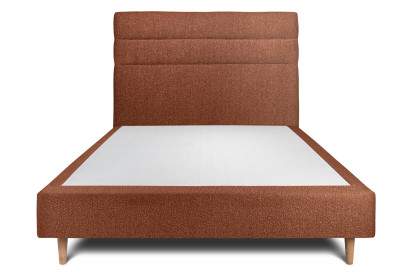 Lit 140x200 cm - Sommier tapissier H35 cm + tête de lit à lignes - Tissu Bouclette Terracotta